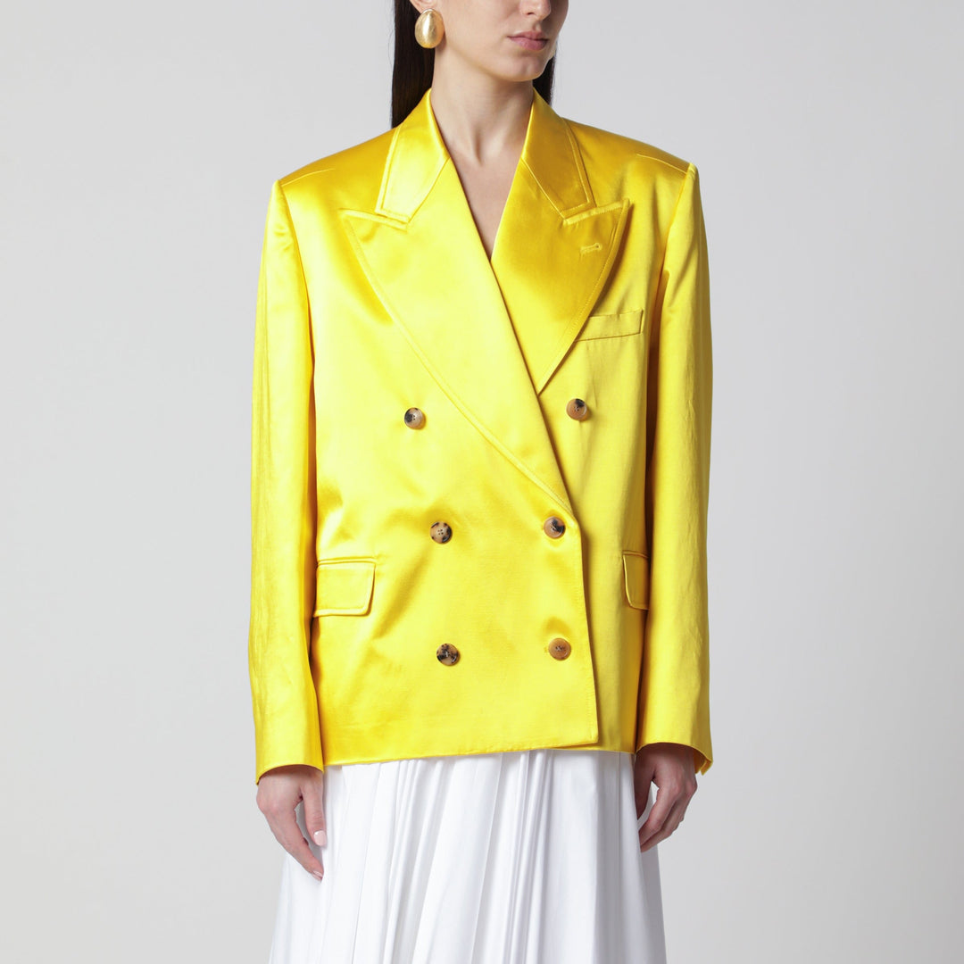 Coats & Jackets Dries Van Noten - Double-Breasted Cotton Blend Jacket Shiny Yellow Brand