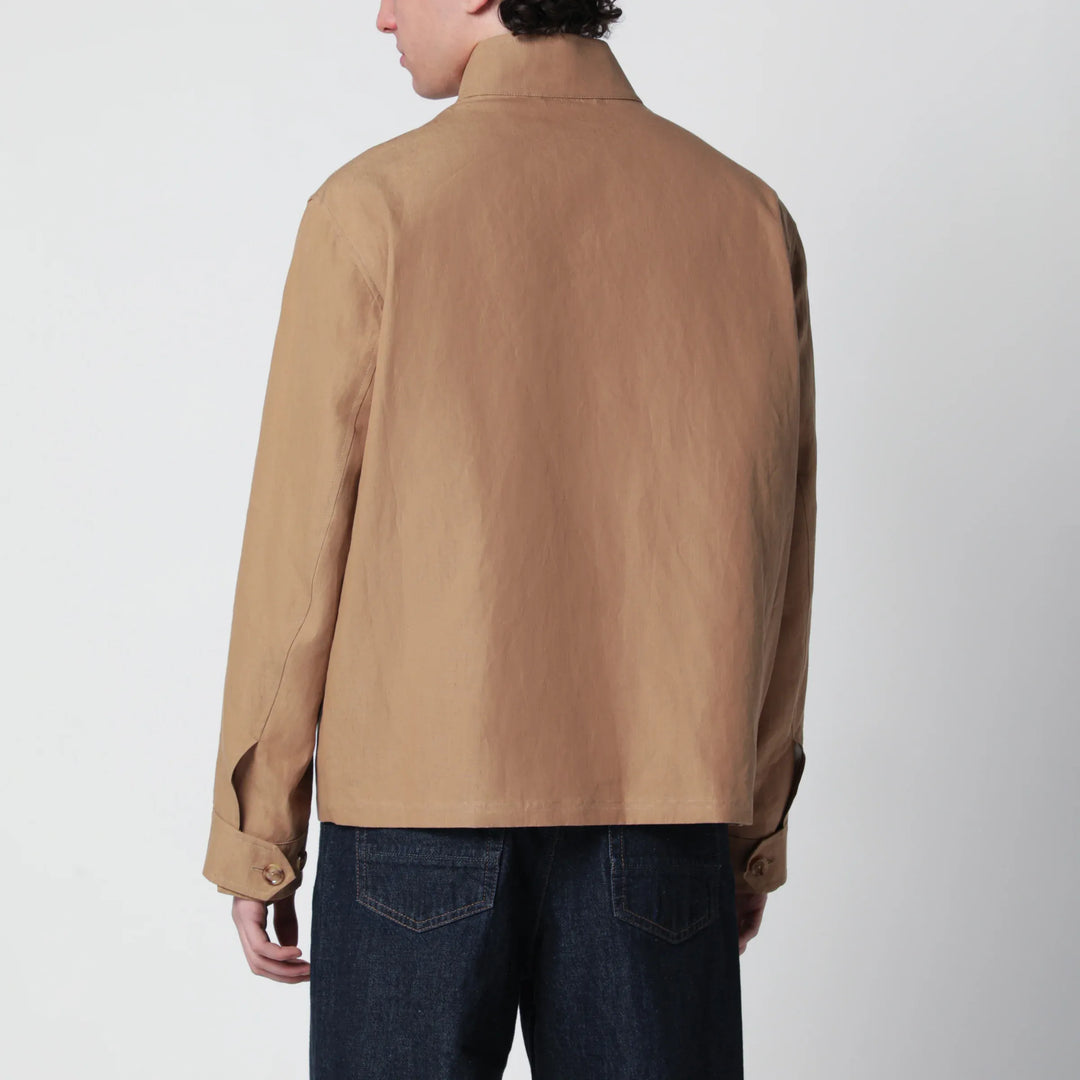 Lardini - Camel linen-blend jacket Brand Coats &amp; Jackets