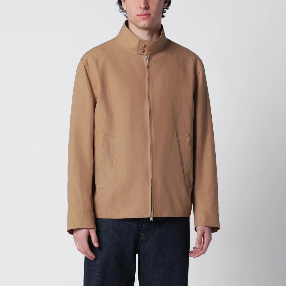 Lardini - Camel linen-blend jacket Brand Coats & Jackets S