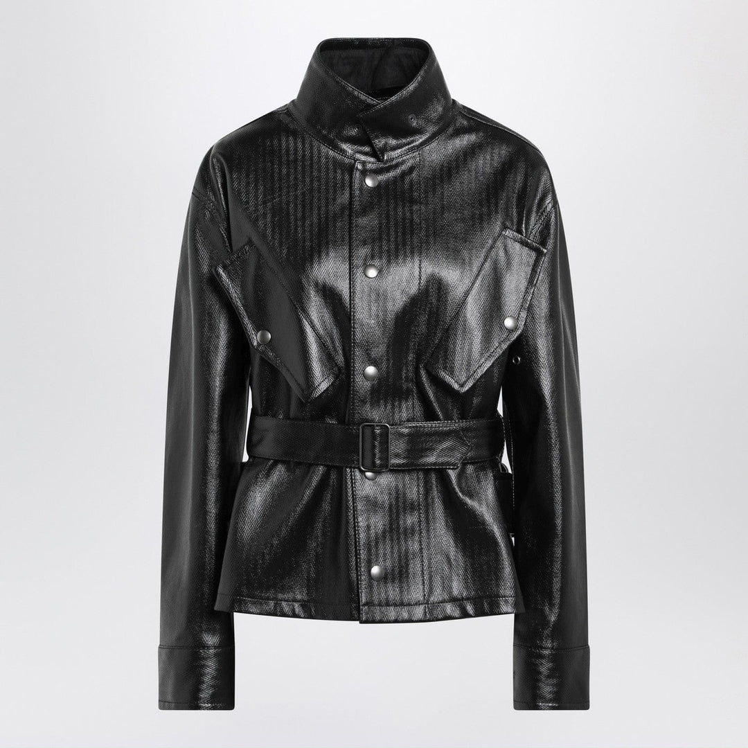 Coats & Jackets 42  IT Maison Margiela - Black cotton laminated belted jacket Brand