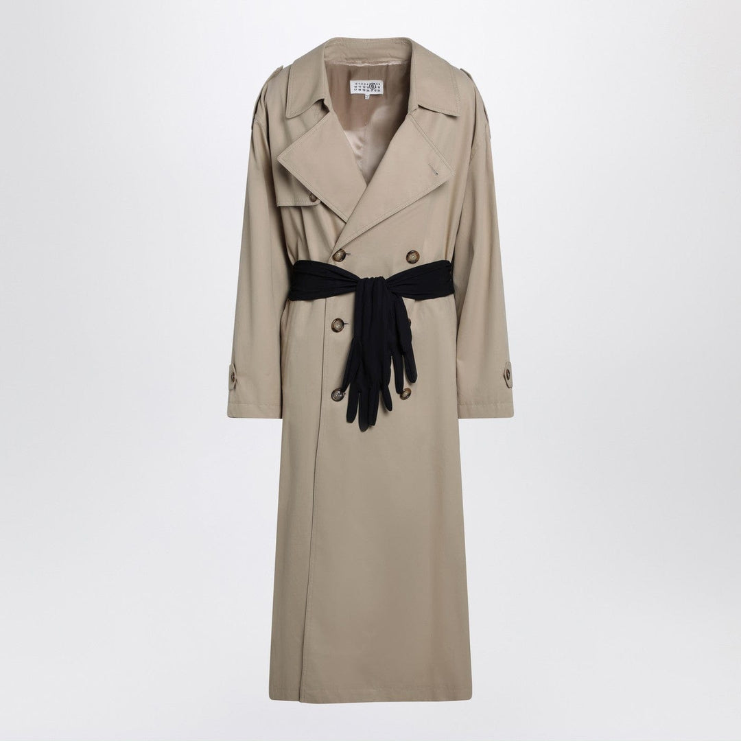 Coats & Jackets MM6 Maison Margiela - Beige cotton trench coat with gloves Brand