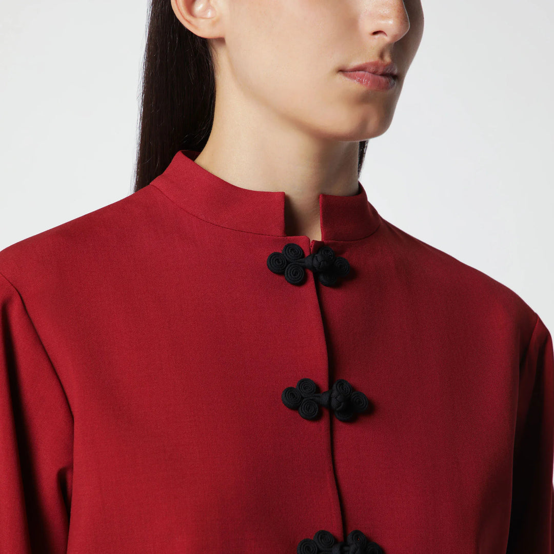 Róhe - Carmine Red Wool Jacket with Pankou Closure Brand Coats &amp; Jackets