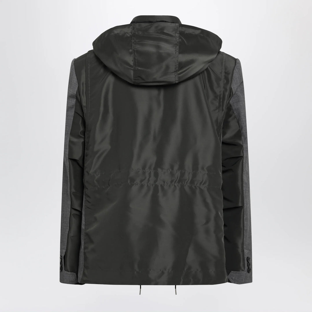 Sacai - Grey/khaki wool and nylon jacket Brand Coats &amp; Jackets