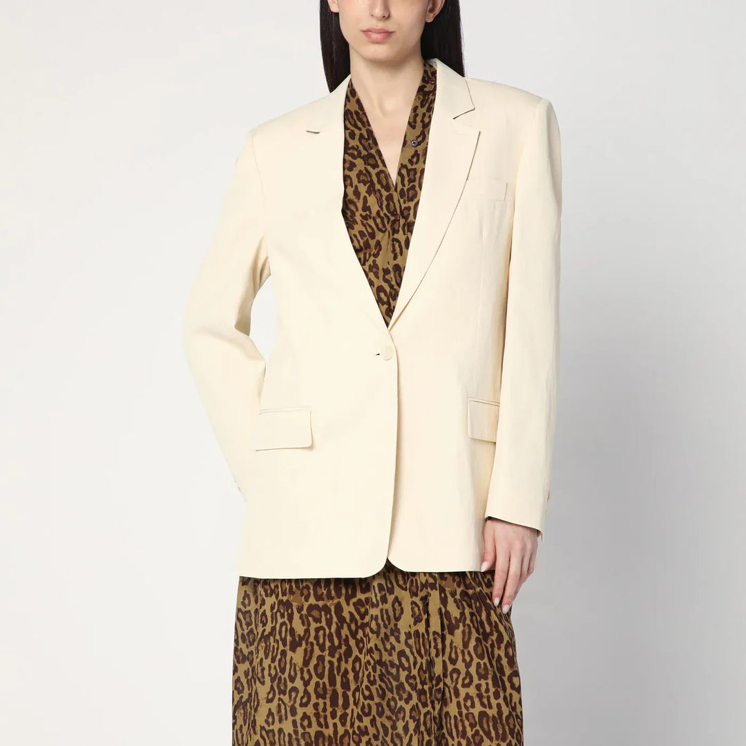 Stella McCartney - Single-breasted jacket in butter colour Brand Coats &amp; Jackets 38  IT
