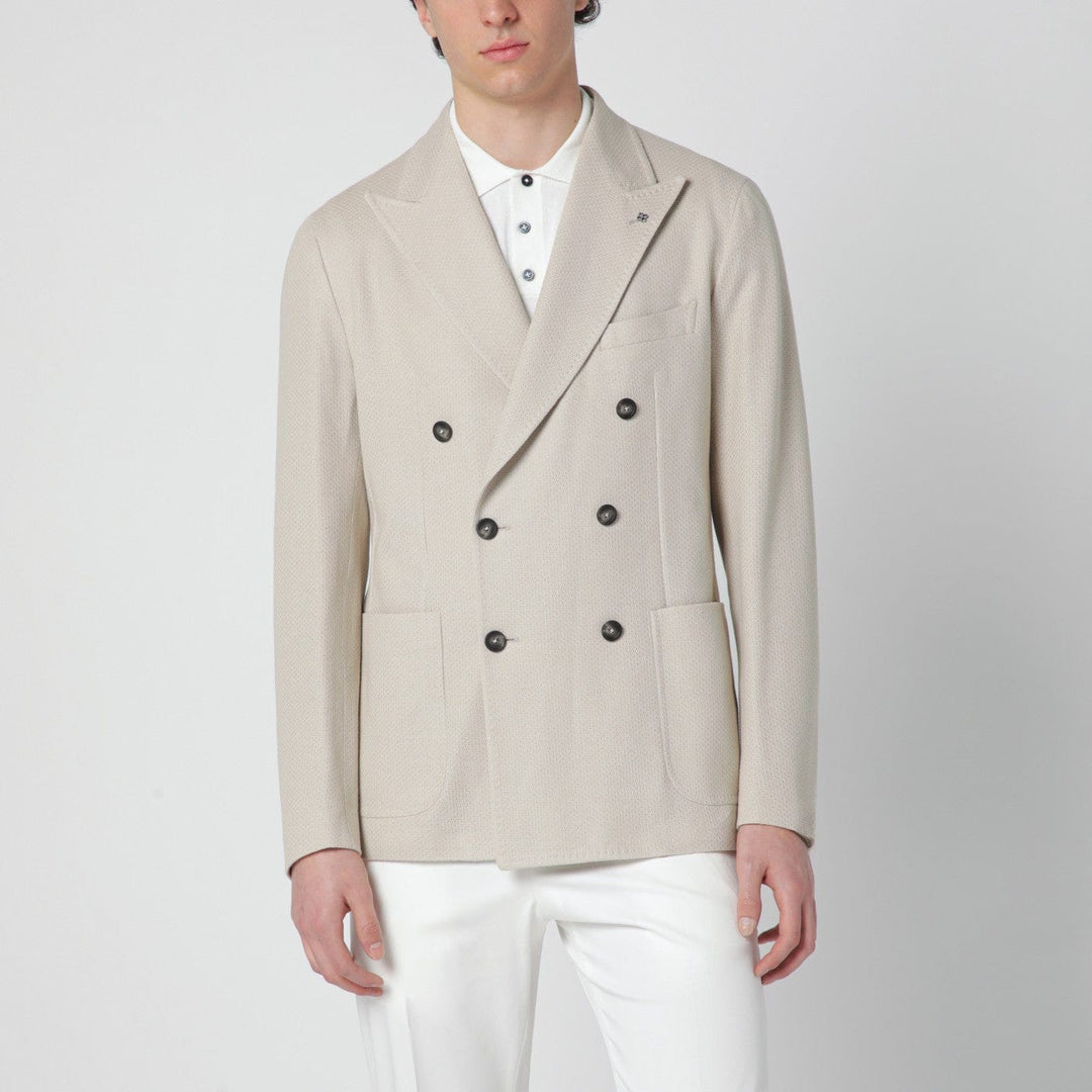 Coats &amp; Jackets Tagliatore - Beige double-breasted cotton jacket Brand