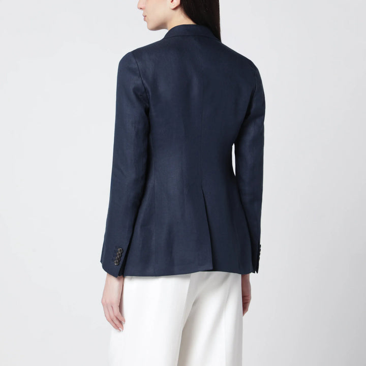 Tagliatore - Navy blue double-breasted linen jacket Brand Coats &amp; Jackets
