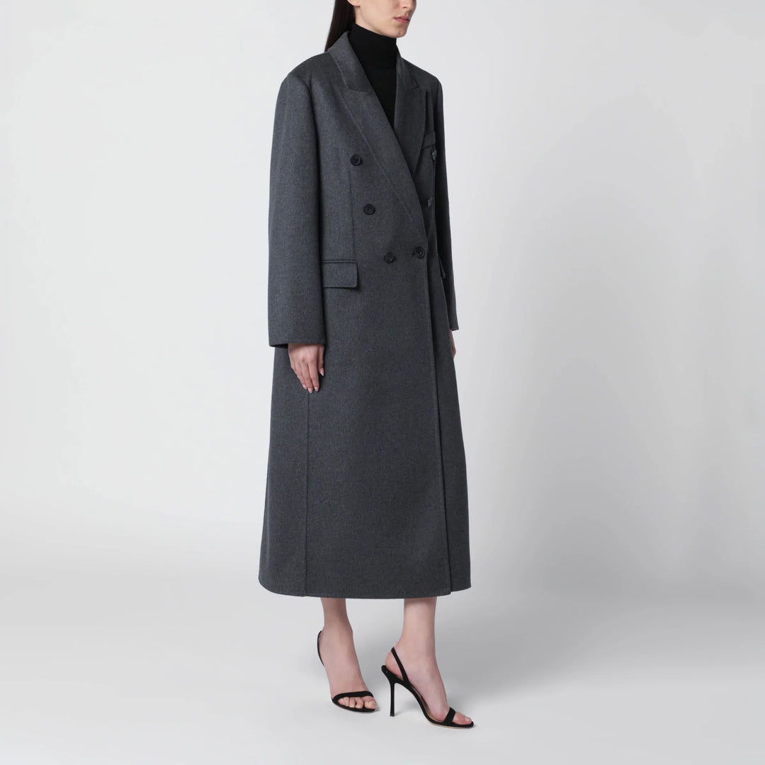 Victoria Beckham - Double-breasted coat in grey mélange wool and cashmere Brand Coats &amp; Jackets 6 UK