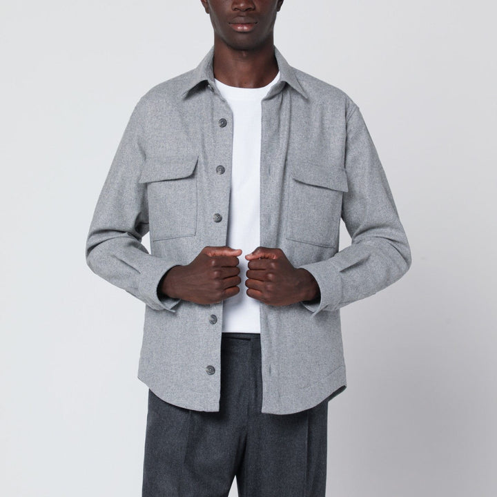 Coats &amp; Jackets XACUS - Gray overshirt jacket in wool blend Brand