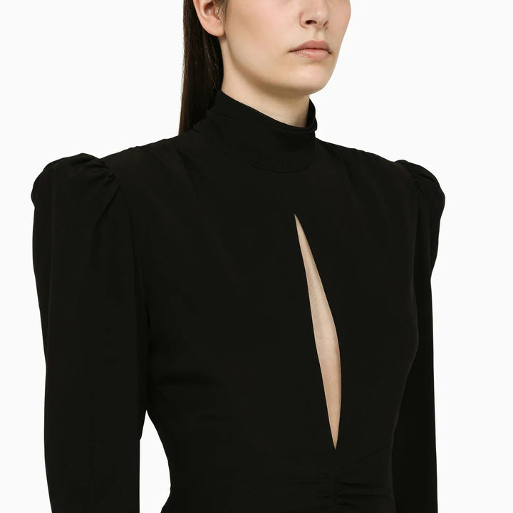 Alessandra Rich - Black draped silk minidress Brand Dresses 44  IT