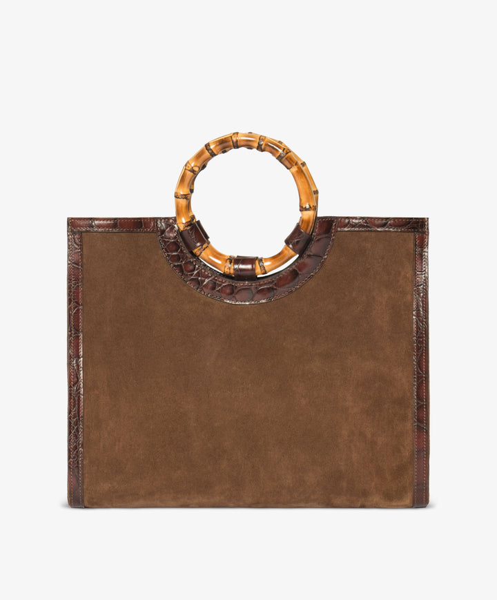 My Style Bags Personalised Bamboo Large Deluxe Handbag – Dark Brown Brand Handbag