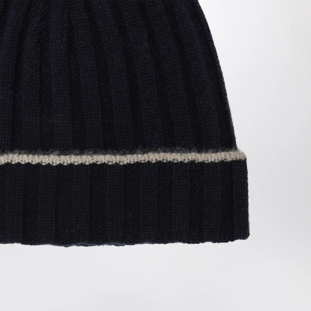 Brunello Cucinelli - Ribbed cashmere beanie in navy blue Brand Hats M