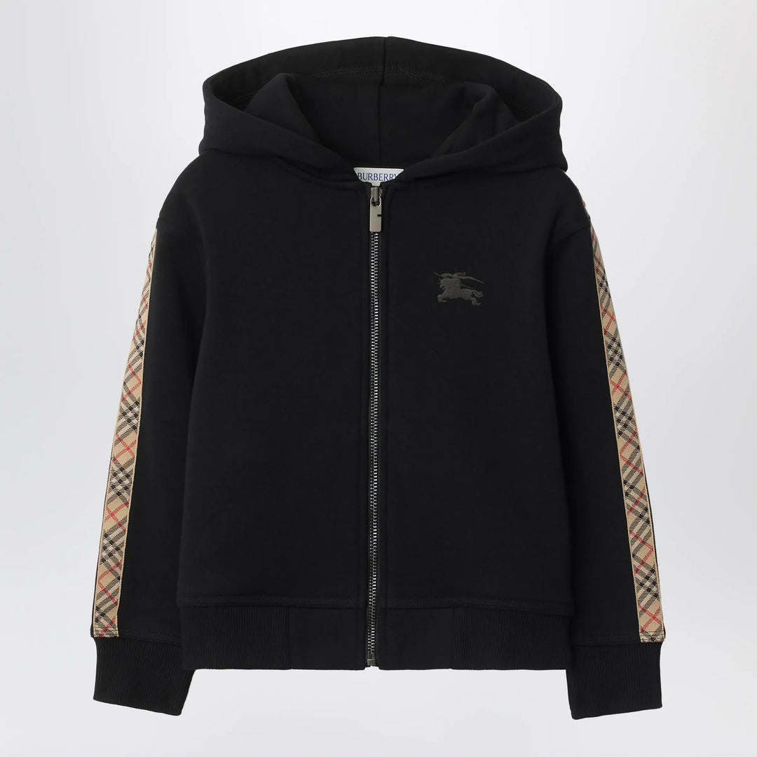 Burberry - Black sweatshirt with Check motif detail Brand Hoodie 8Y