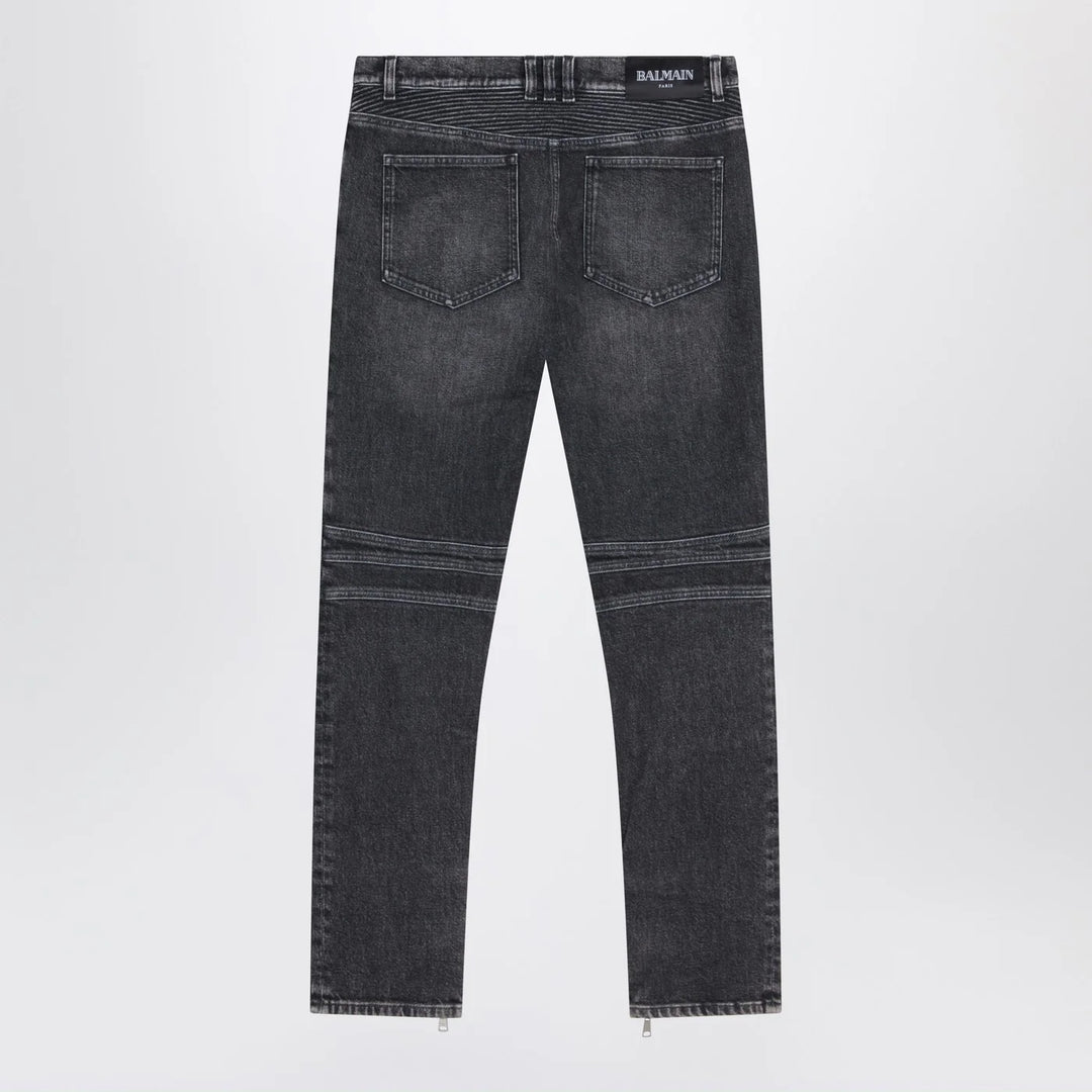 Balmain - Grey washed slim biker jeans Brand Jeans 33