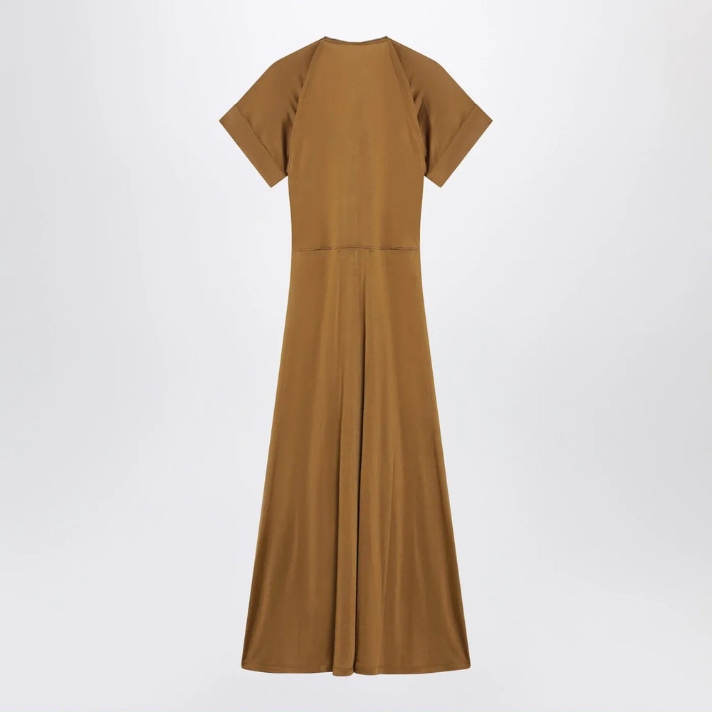 LEMAIRE - Cinnamon-brown zip-up dress in cotton-viscose jersey Brand S