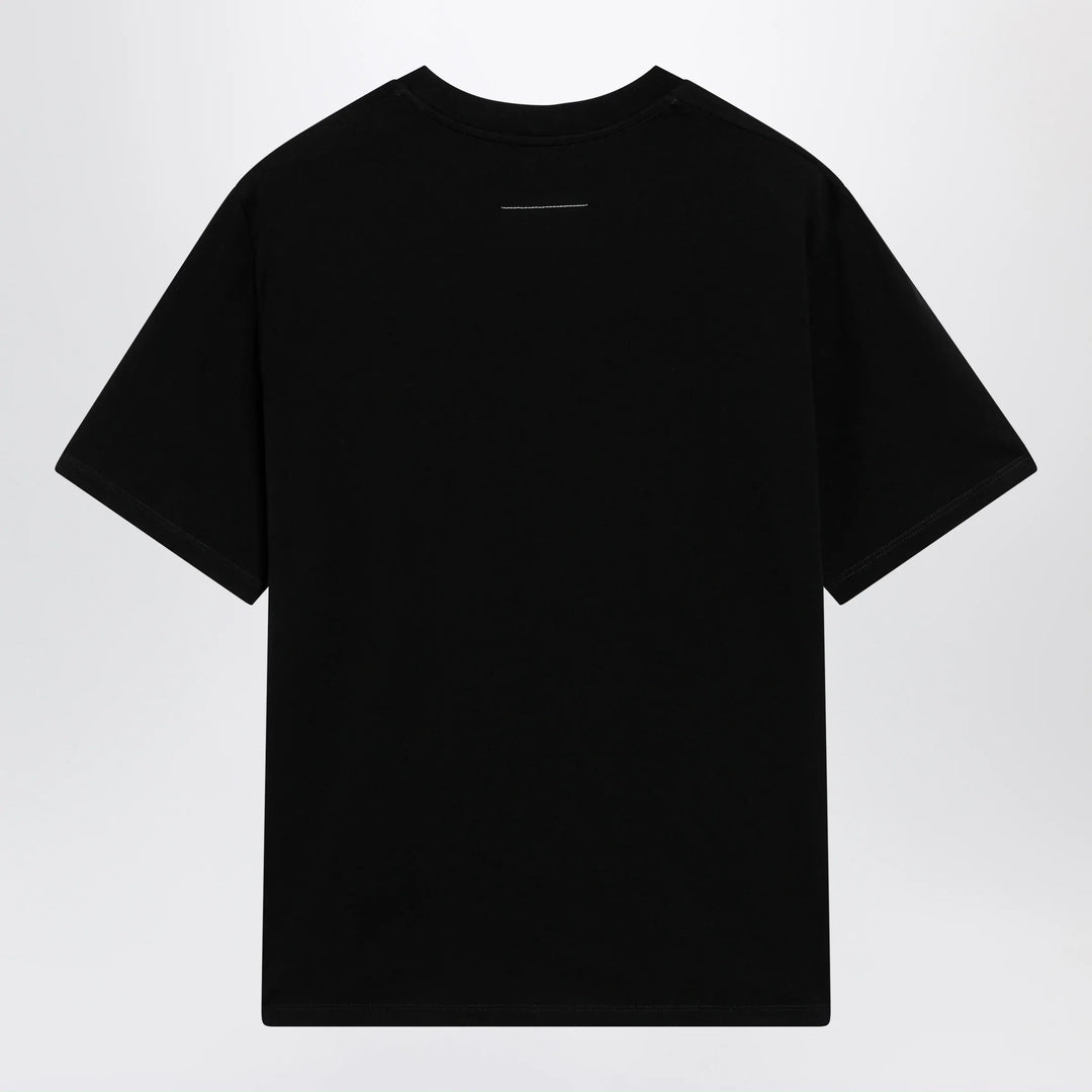 MM6 Maison Margiela - Black draped T-shirt with logo patch Brand S