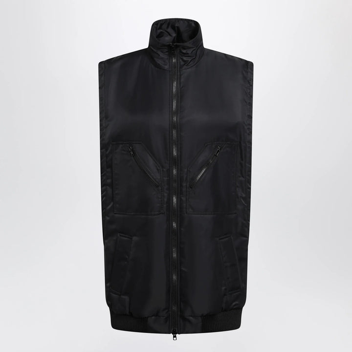 MM6 Maison Margiela - Black Nylon Zip-Up Vest Brand 36  IT