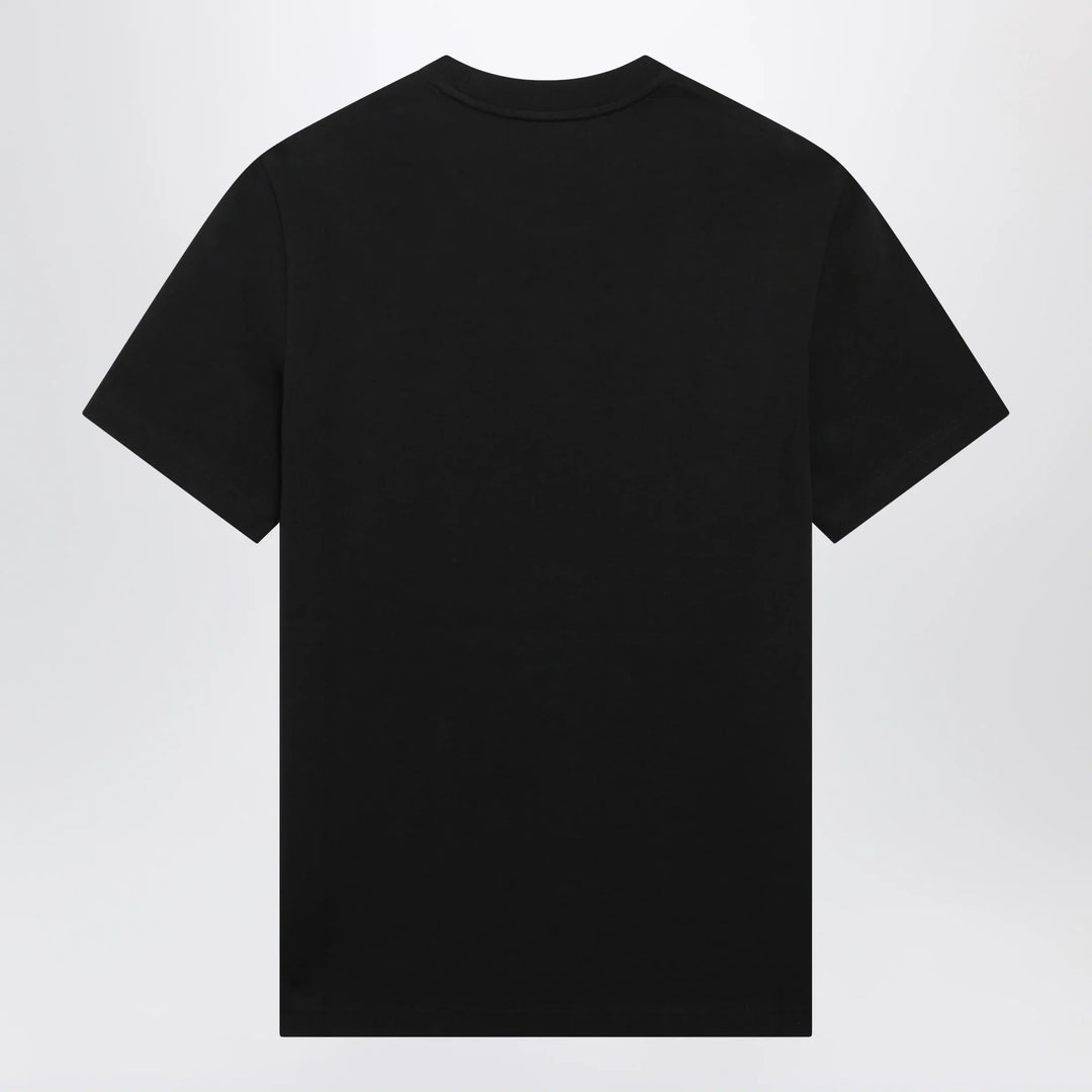Moncler - Black Cotton Jersey T-Shirt with Logo Patch Brand