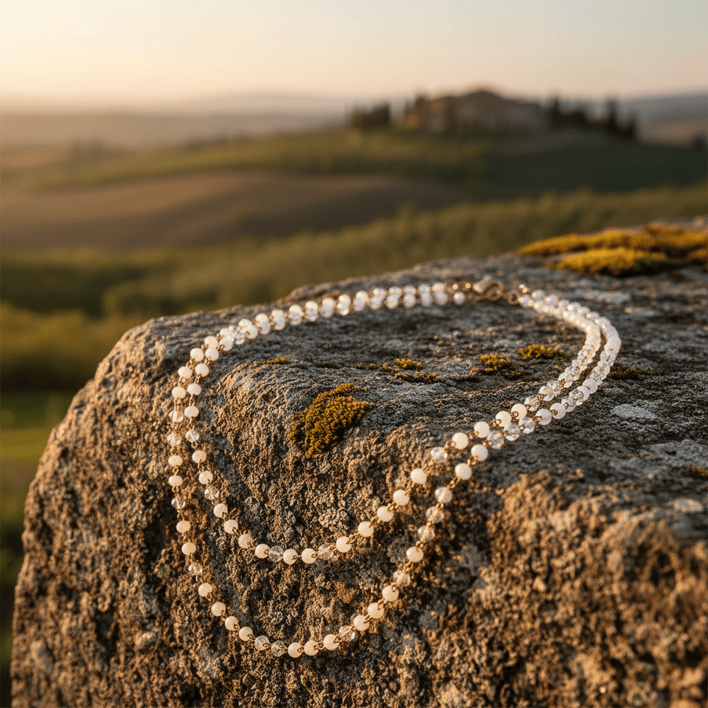 Giora' Long Necklace With White Swarovski Crystals Brand Necklace