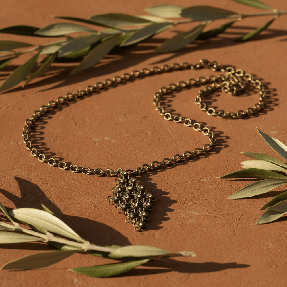 Giora' Rhombus Pendant Necklace in Bronze With Swarovski Crystals Brand Necklace