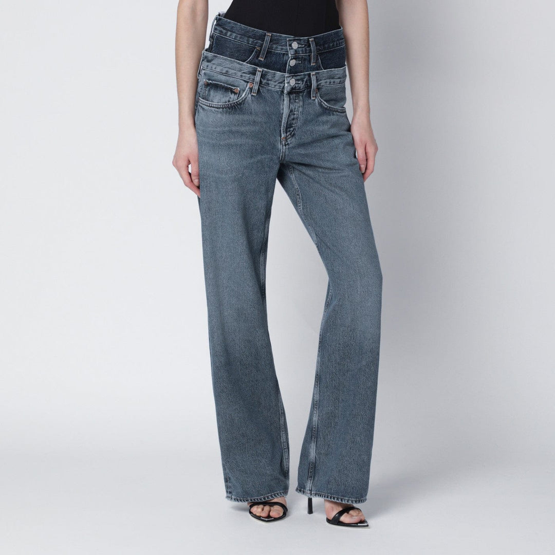 Pants AGOLDE - Elson jeans with double waistband in dark/light indigo Brand