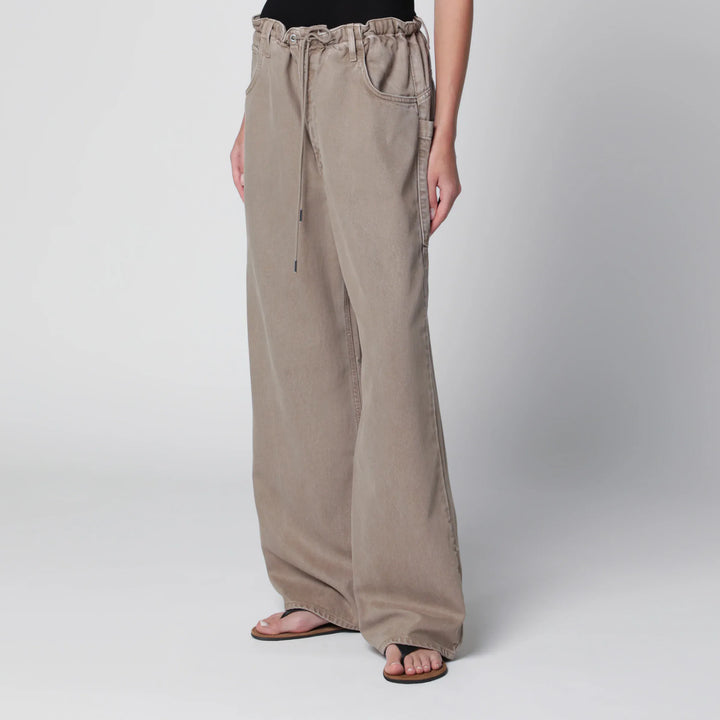 AGOLDE - Shaw Flyweight drawstring wide-leg jeans in brown Brand Pants