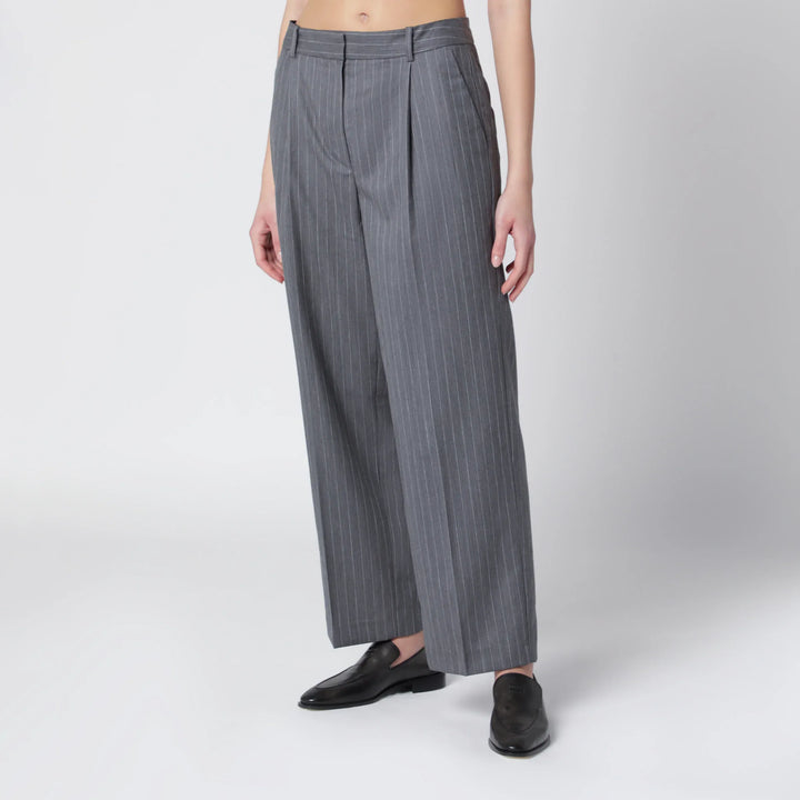 ANINE BING - Trent cropped trousers in light grey fabric Brand Pants 38  FR