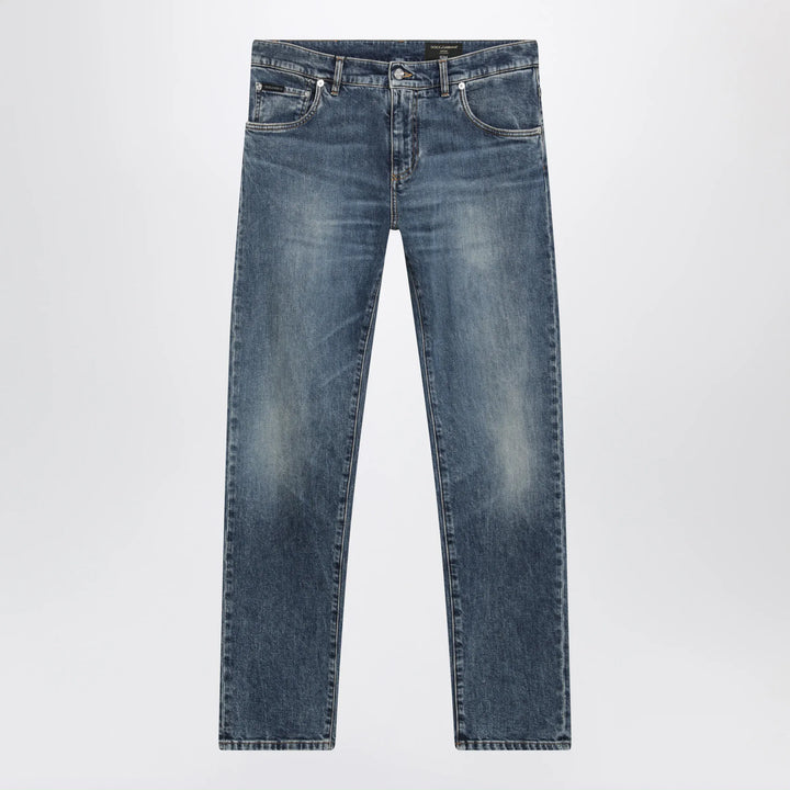 Dolce&amp;Gabbana - Slim-Fit Blue Washed Denim Jeans Brand Pants 48 IT