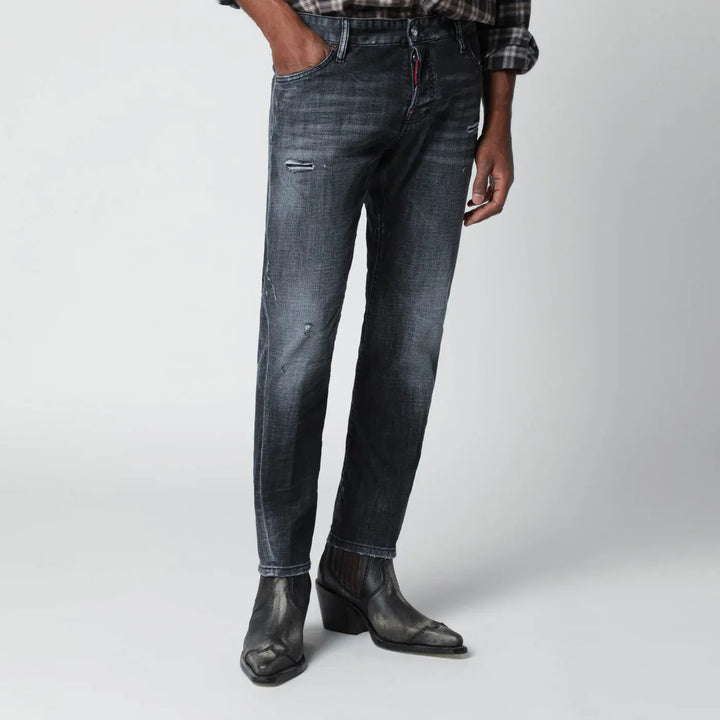 Dsquared2 - Slim black washed jeans with distressed details Brand Pants 46 IT