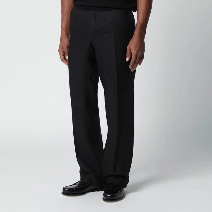 Lardini - Black linen trousers Brand Pants