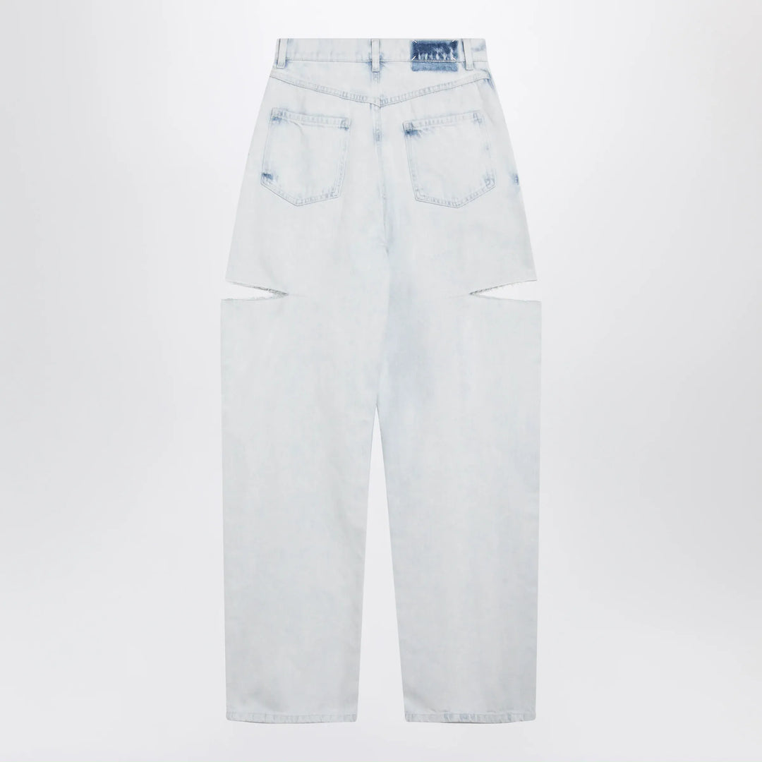Maison Margiela - Blue Faded Cotton Jeans with Cut-Out Details Brand Pants