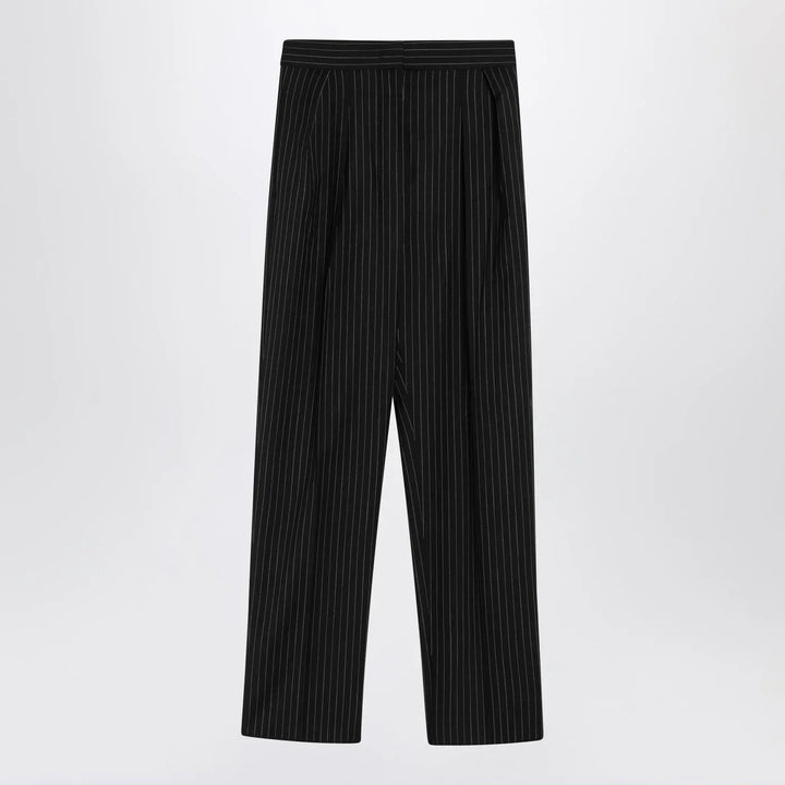 Max Mara - Black pinstriped wool trousers Brand Pants 42  IT