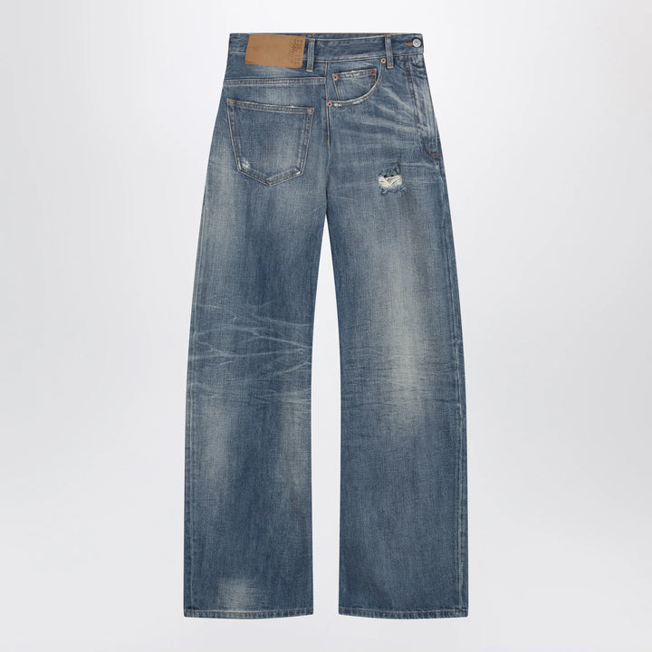 MM6 Maison Margiela - Distressed wide-leg denim jeans in medium blue Brand Pants 25