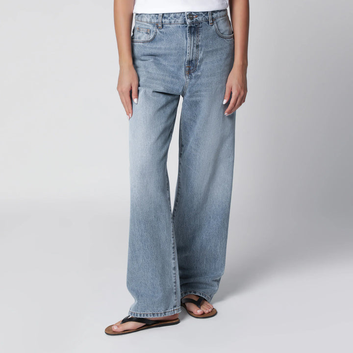 Róhe - Blue Washed-Effect Bruun Wide-Leg Jeans Brand Pants 34  FR
