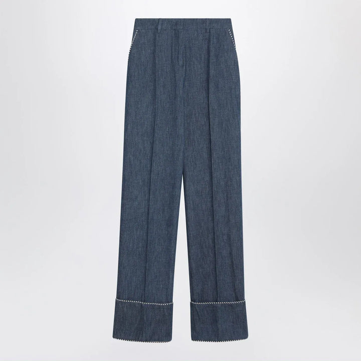 Valentino - Blue trousers in Chambray Denim Brand Pants 42  IT