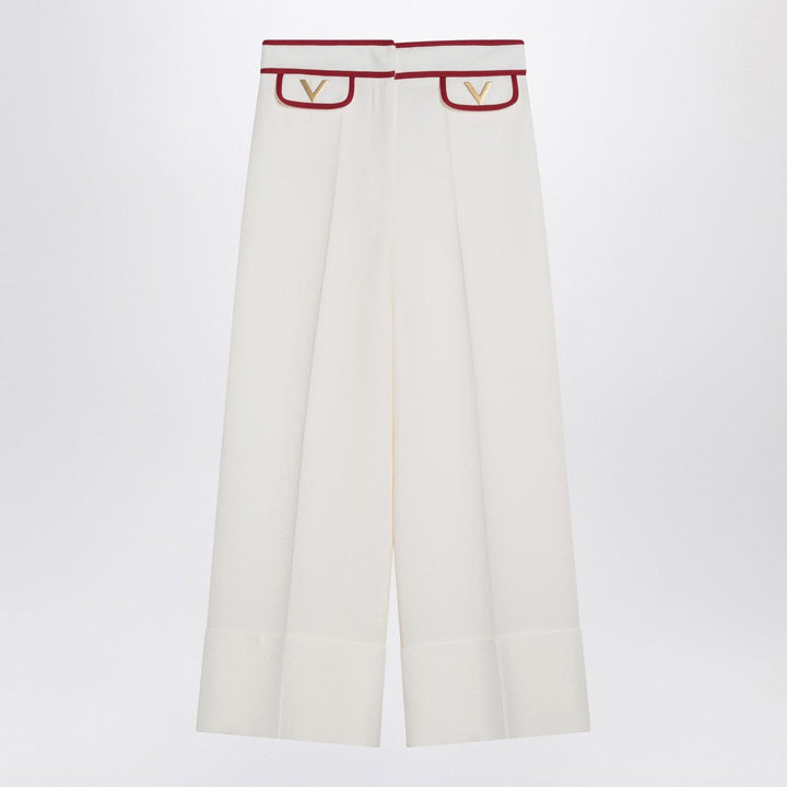 Pants 42  IT Valentino - Ivory trousers with Gold V Brand