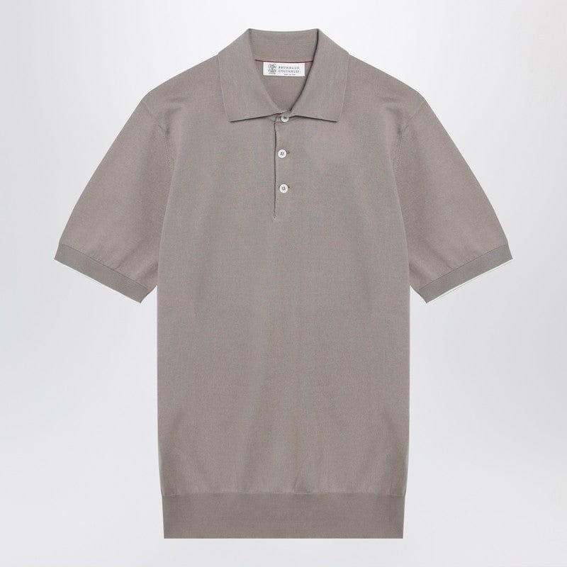 Shirts &amp; Tops Brunello Cucinelli - Light brown cotton knit polo shirt - 50 IT Brand