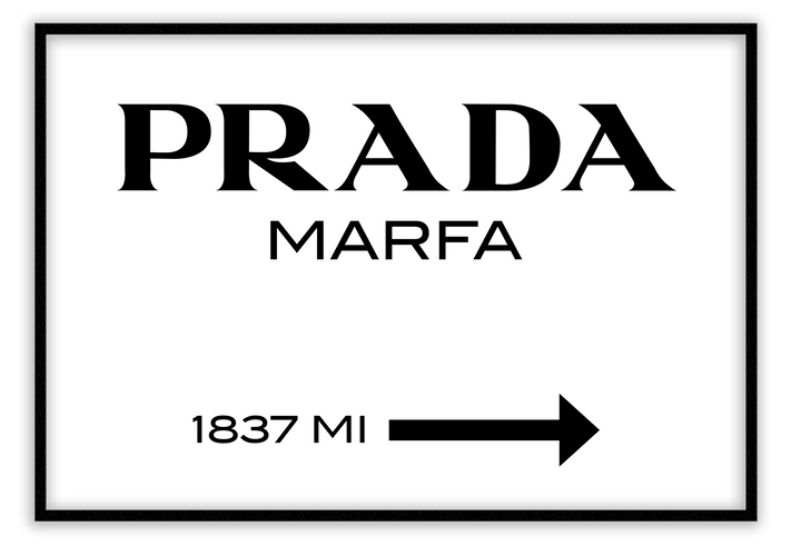 Canvas Print 50x70cm / Black Prada Marfa White Prada Marfa White Wall Art : Ready to hang framed artwork. Brand