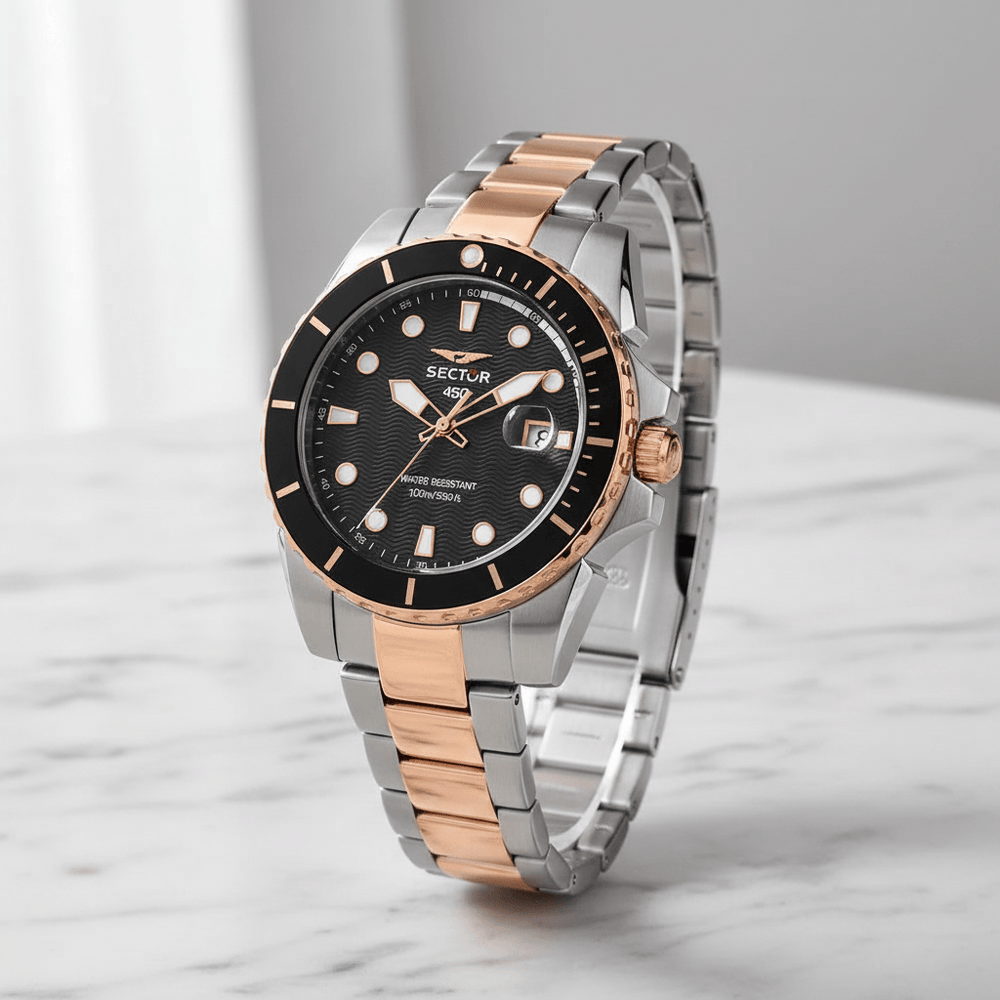 Sector 450 Two Tone Date Watch Brand Quartz Watches