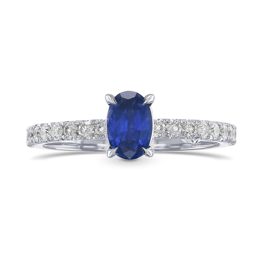 LEIBISH 0.62ct Oval Sapphire Side-Stone Diamond Ring Brand Ring