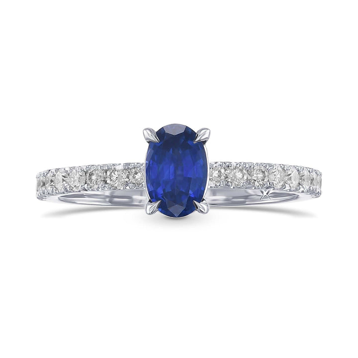 LEIBISH 0.62ct Oval Sapphire Side-Stone Diamond Ring Brand Ring