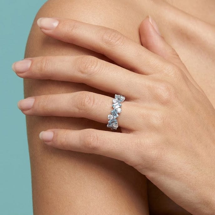 LEIBISH Aquamarine & Diamond Band Ring Brand Ring