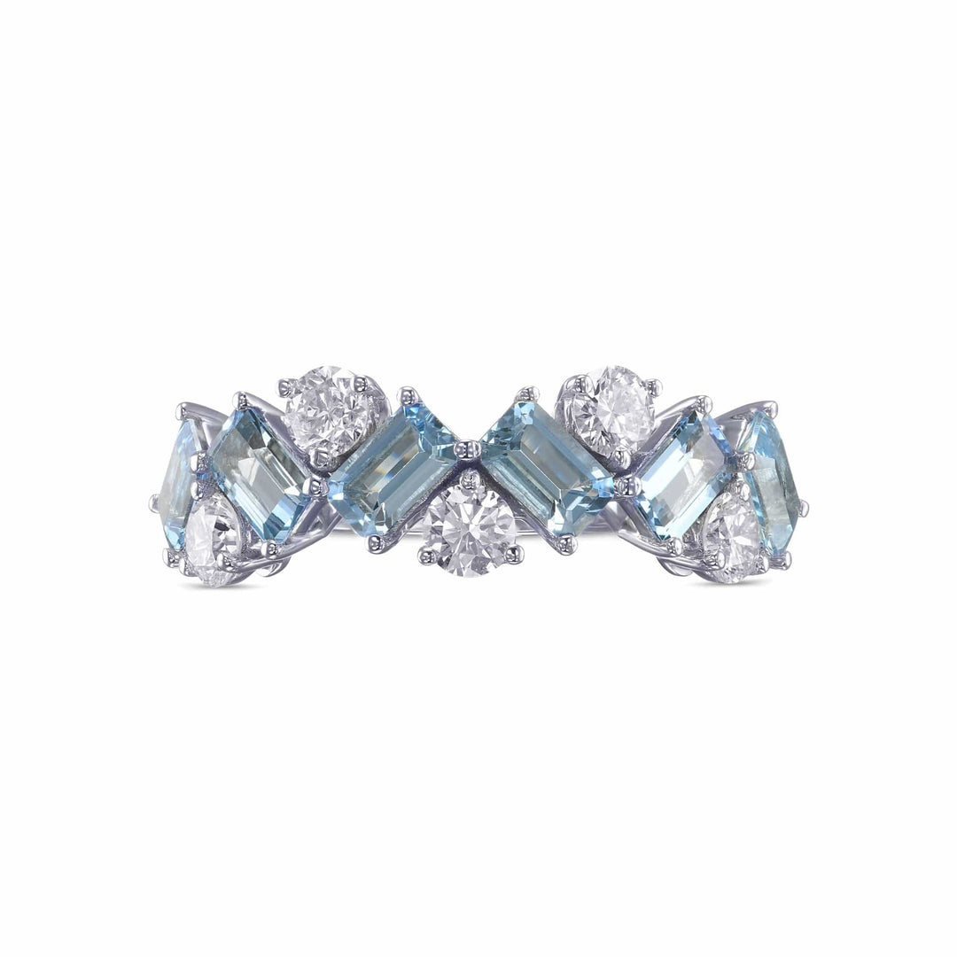 LEIBISH Aquamarine &amp; Diamond Band Ring Brand Ring