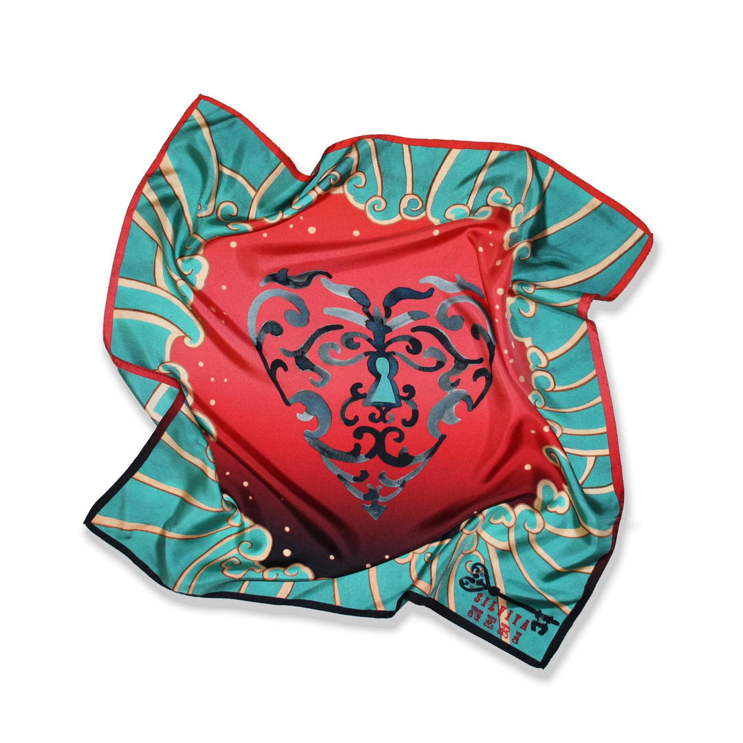 Silviya Neri Scarves 70x70 cm Cuore Silk Scarf By Silviya Neri Brand