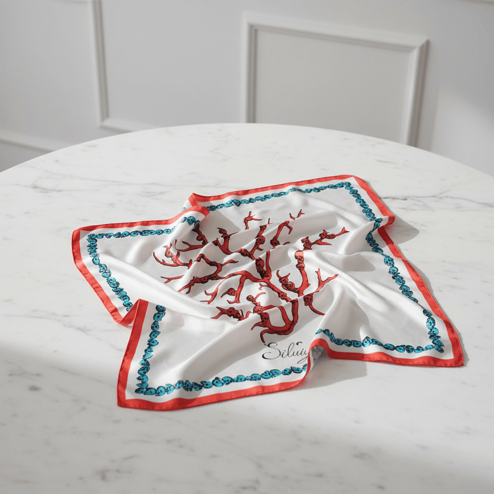 Genius Corallis Silk Scarf By Silviya Neri Brand Scarves