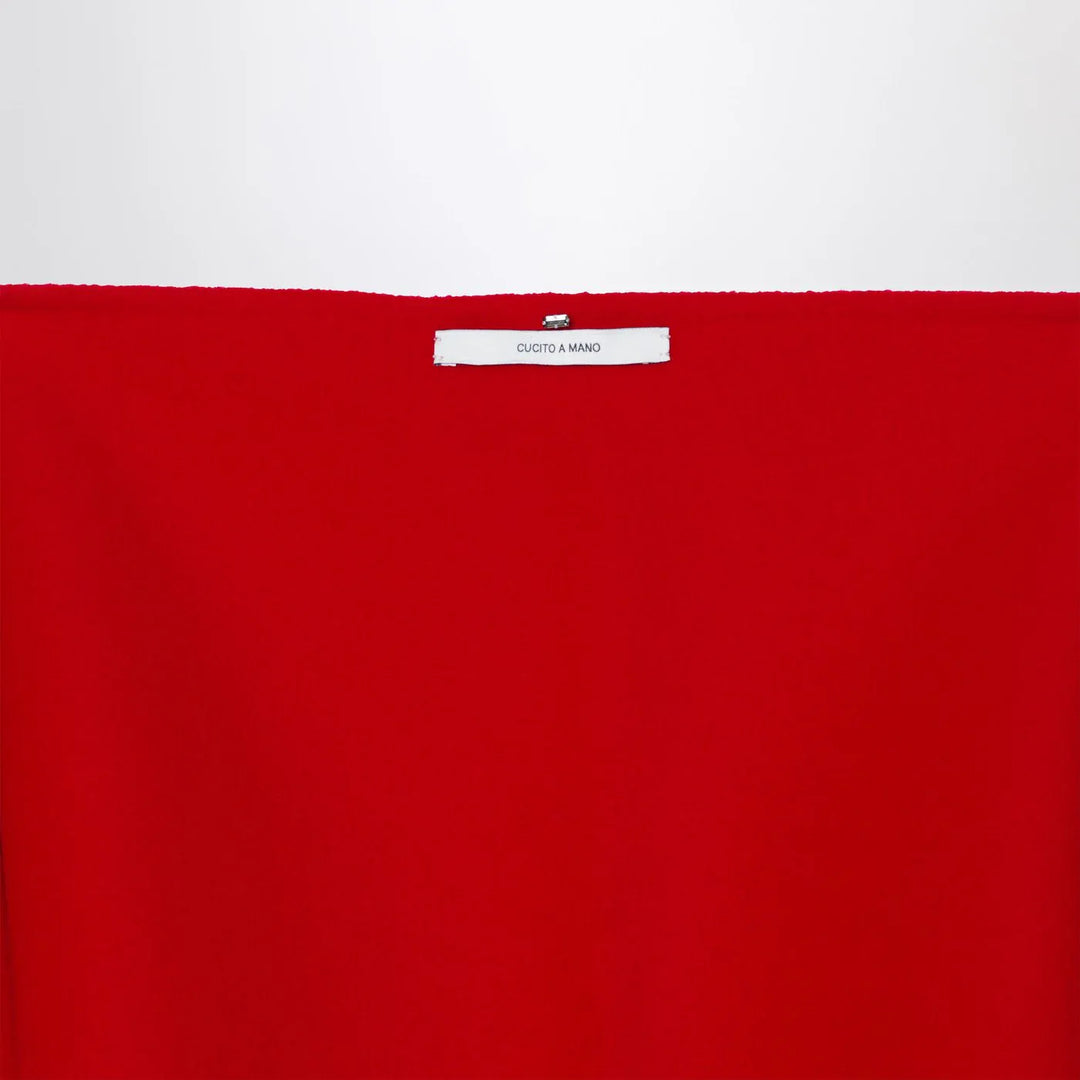 Sportmax - Red Wool Scarf with Fringes Brand Scarves &amp; Shawls TU