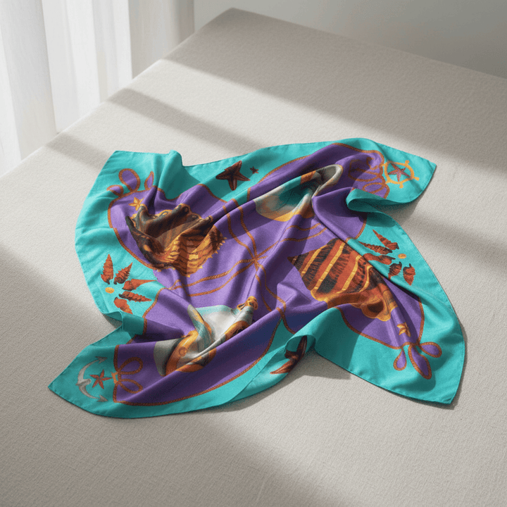 Shells Foulard Silk Scarf By Silviya Neri Brand Scarves