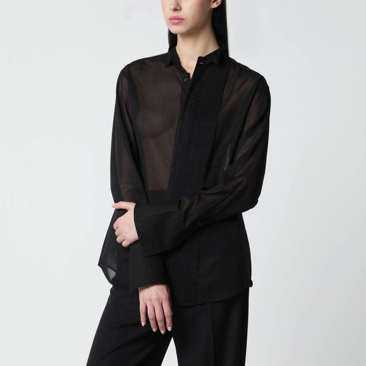 Shirts &amp; Tops 6397 - Black micro-pleated shirt Brand