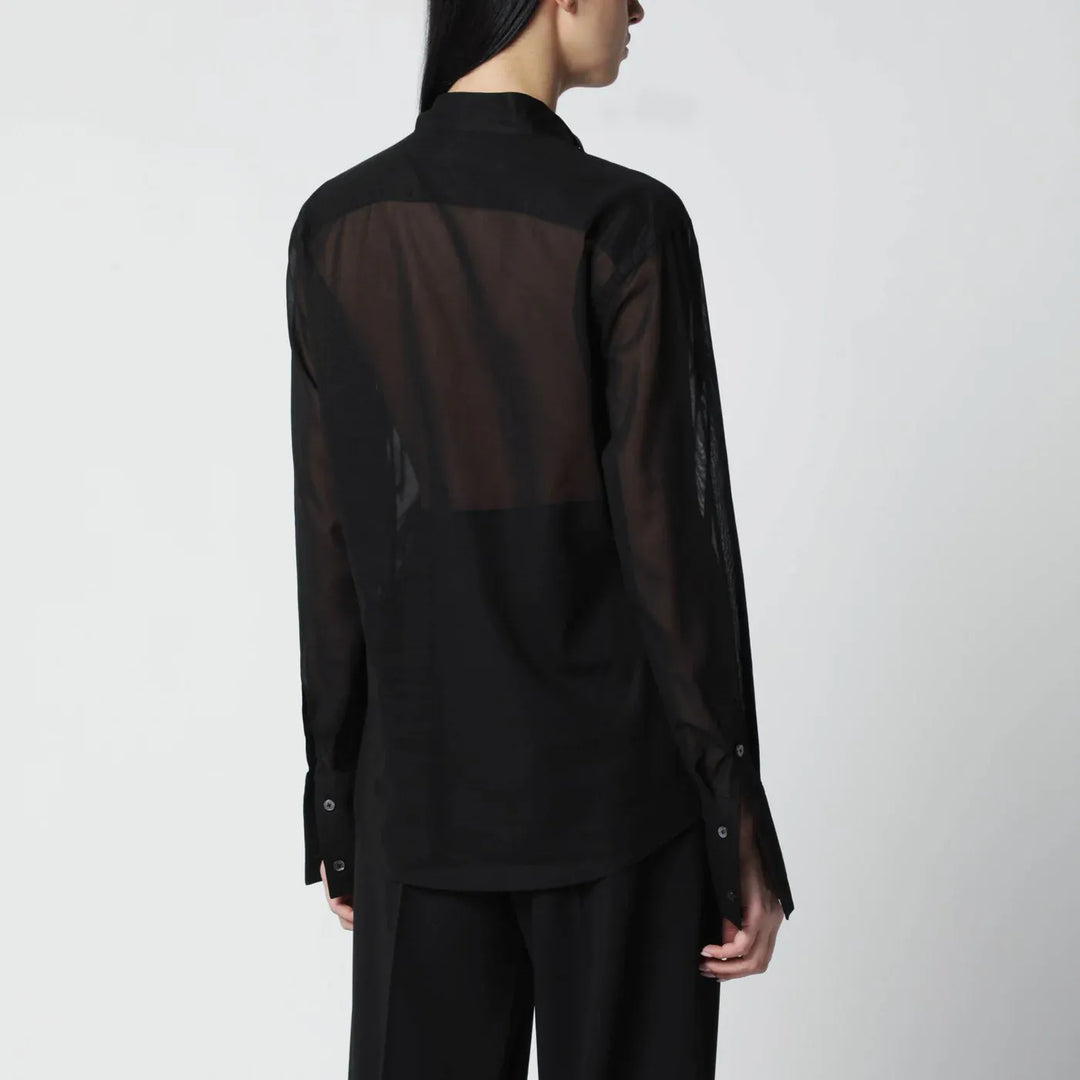 6397 - Black micro-pleated shirt Brand Shirts &amp; Tops