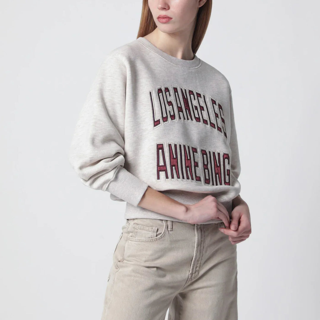 ANINE BING - Harry Shrunken La beige mélange sweatshirt Brand Shirts &amp; Tops XS