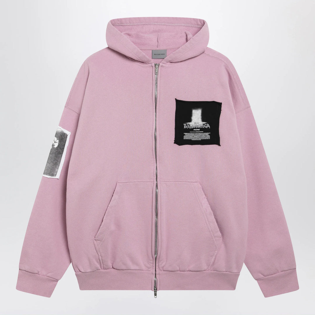 Balenciaga - Antique pink cotton jersey zip-up hoodie Brand Shirts &amp; Tops S